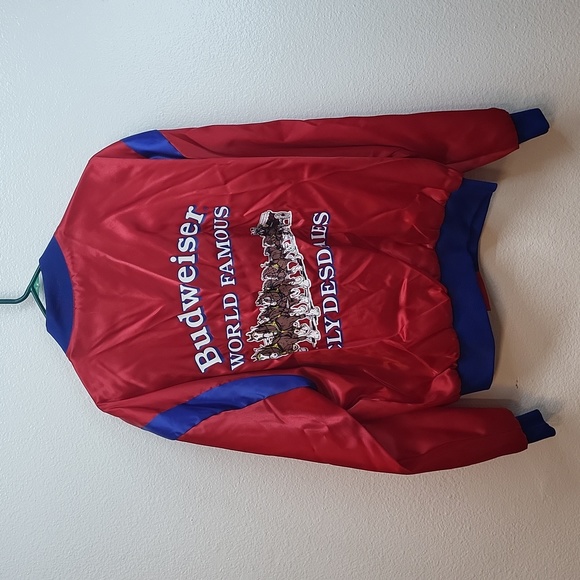 Vintage Budweiser World Famous Clydesdale Red Satin Snap Jacket - Picture 5 of 12